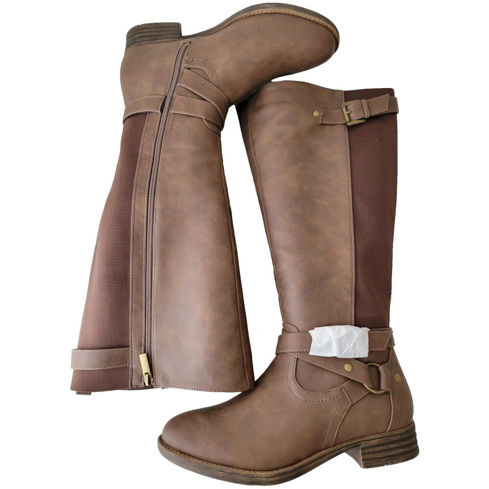 Lane Bryant Women's 9W Brown Knee High Riding Boots Zip Buckle NWOB